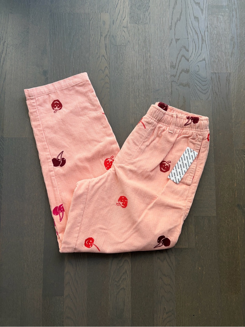 Urban outfitters berry pattered ribbed corduroy beach pant with drawstring